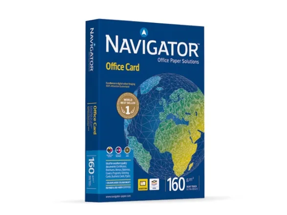 Navigator Office Card, Laser-/Inkjet-utskrift, A4 (210x297 mm), 250 ark, 160 g/m², Hvit, Forest Stewardship Council (FSC)