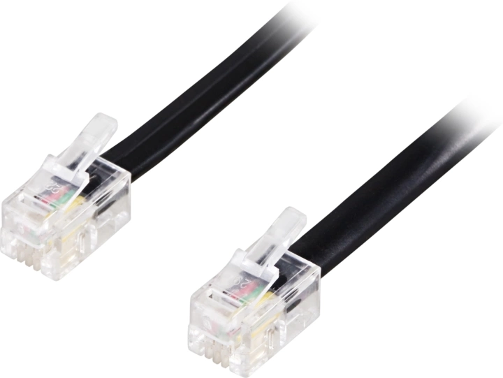 DELTACO Modulkabel 4P4C (RJ9/RJ10/RJ22) 2 m, svart