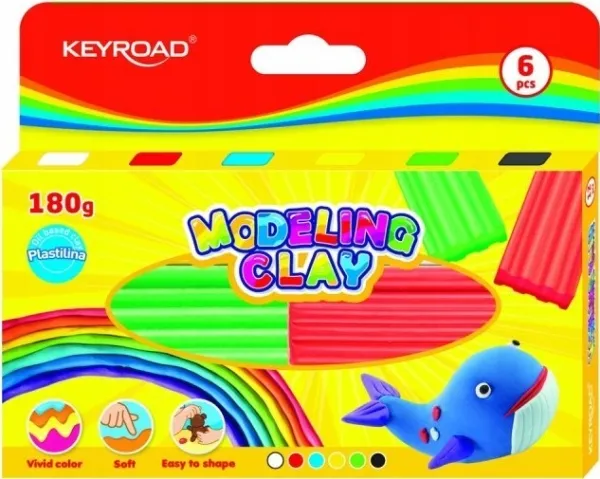 Keyroad plastelina KEYROAD, 6×30 g, eske, miks farger
