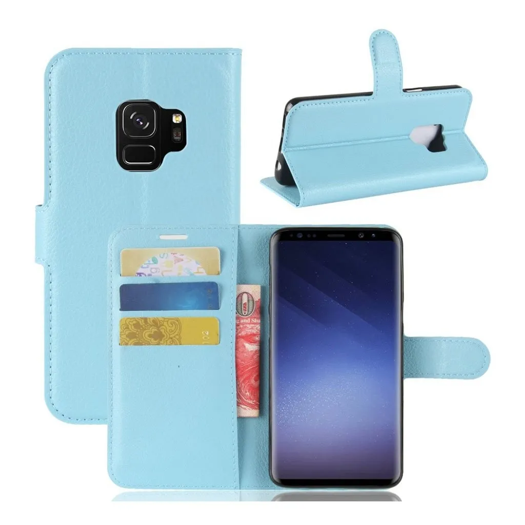 Samsung Galaxy S9 Etui laget av kunstlær og silikon - Blå
