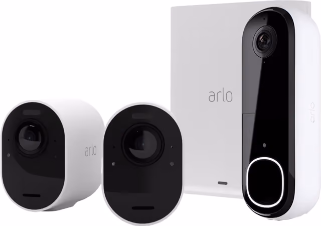 Arlo Ultra 2 4K overvåkningskamera (2-pk)& Arlo 2K videodørklokke-sett