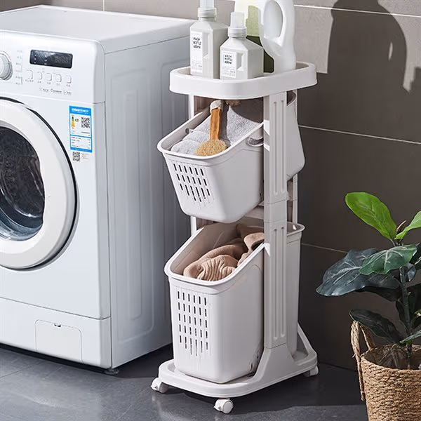 Skittentøysvogn med 2 Kurver – Smart Design for Vaskerom