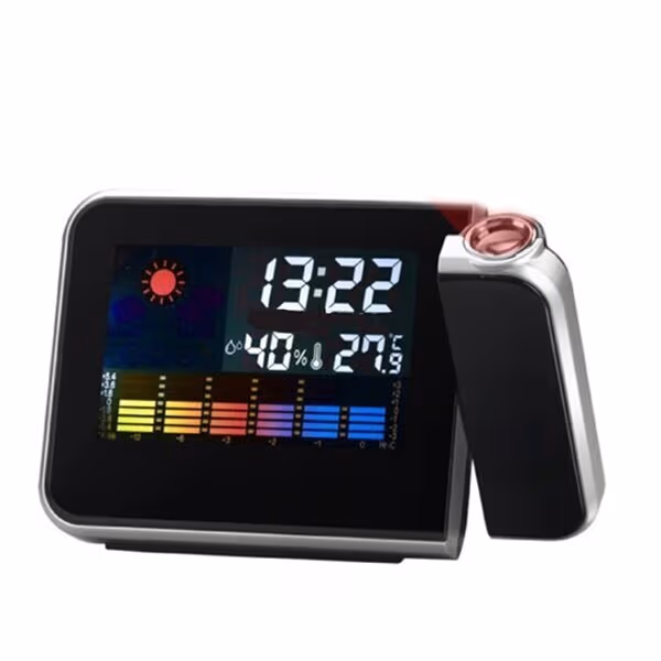 LED-projektor vekkerklokke med værstasjon / kalender