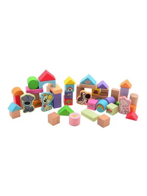 Johntoy Woezel & Pip - Wooden Blocks in a Barrel 50 pcs.
