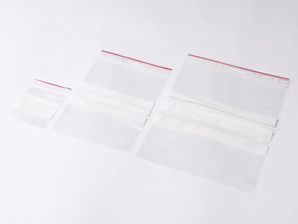 Lynlåspose, Grippie, 50 µm, 70 x 100 mm LD-PE, Transparent, med skrivefelt lynlåslukning, pakke a 10