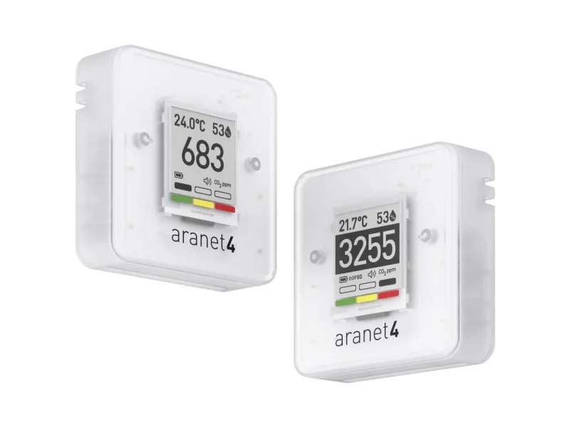 aranet CO2-måler 0, 0, 0, 600 - 9999, 50, 85, 1100 ppm, °C, %, hPa med temperaturmåling