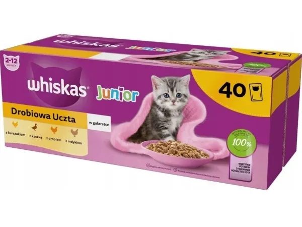 Whiskas WHISKAS Våt kattefôr Gal Junior Fjærkre 40x85g