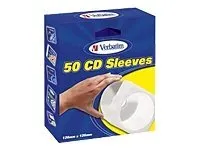 Verbatim pappersficka för CD/DVD-skivor, vit/transparent, 50-pack