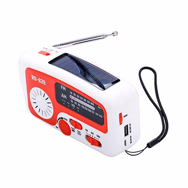 AM/FM nødradio Håndveivlommelykt SOS Solcelle PowerBank USB