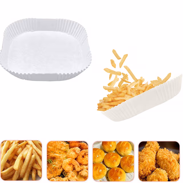 Engangs Air Fryer papirfôr non-stick 50-pak Hvit 20 cm