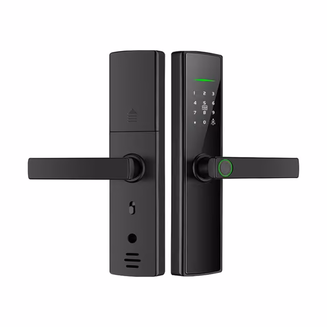 Tuya WiFi Smart Fingeravtrykksdørlås for innendørs tredører - Tastatur, Nøkkeladgang
