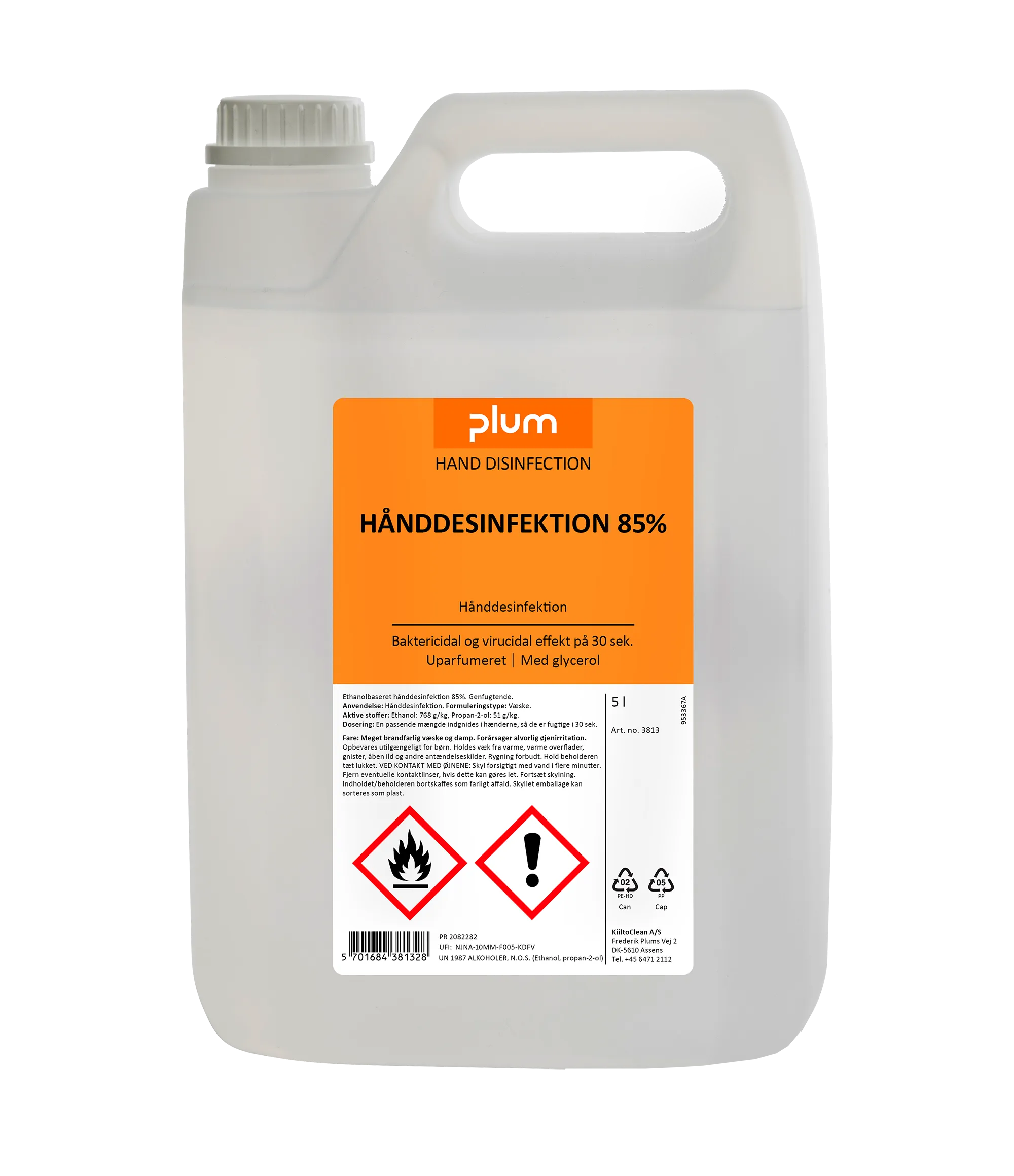 Desinfeksjon Plum 85%, flytende, 5 l dunk ekskl. pumpe