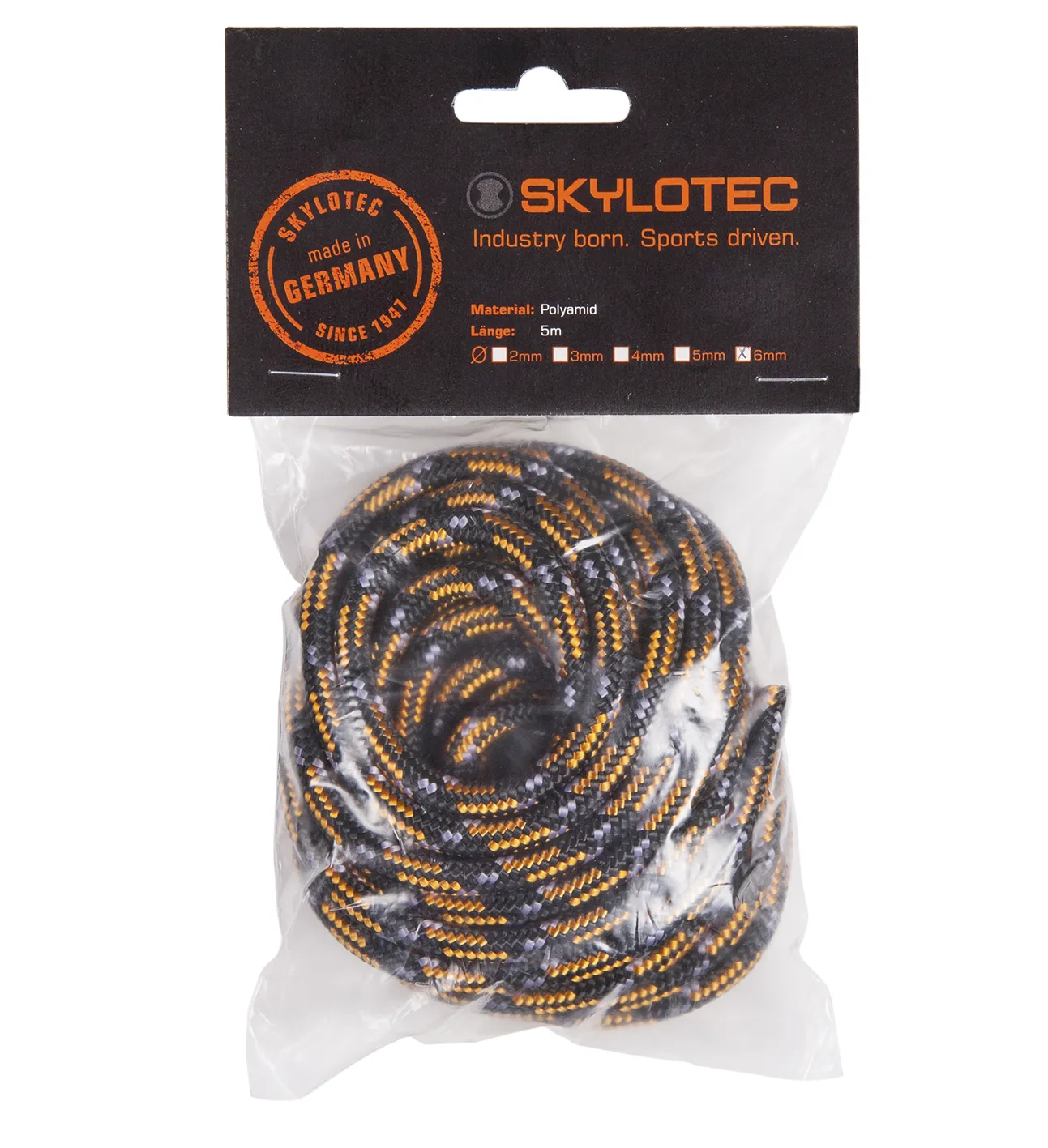 Line CORD 6.0, polyamid 9,9 kN, 5 m, sort/orange