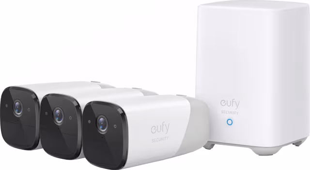 Eufy Cam 2 3-pakk + Eufy Security HomeBase 2 smart overvåkningssett