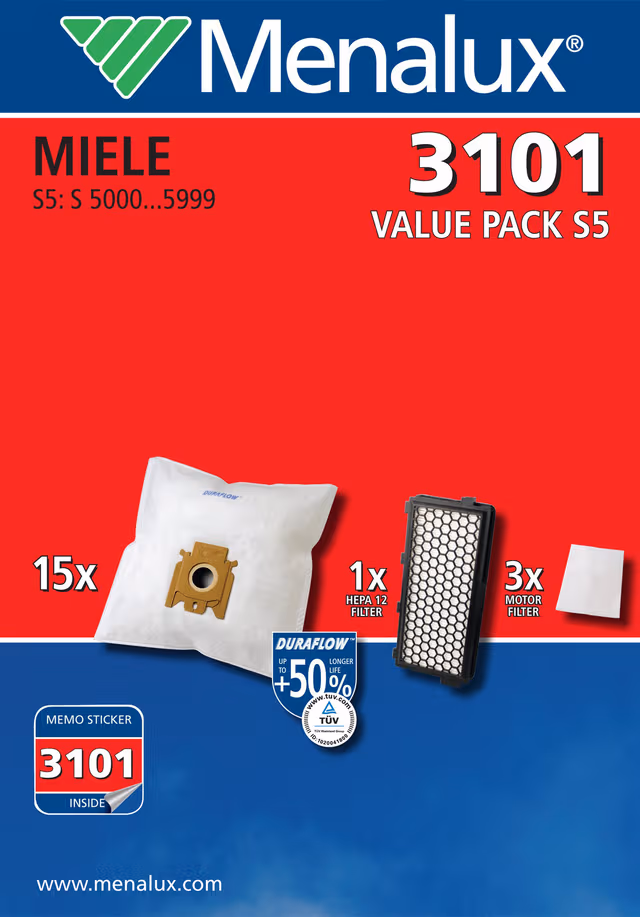 Menalux støvsugerposer - verdipakke 3101 til Miele S5/S8-serien
