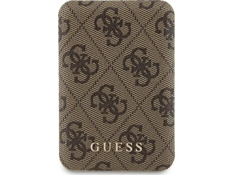 Guess Powerbank indukcinis 15W GUPB5FP4EMGW 5000mAh rudos spalvos 4G Lær Metal Logo MagSafe
