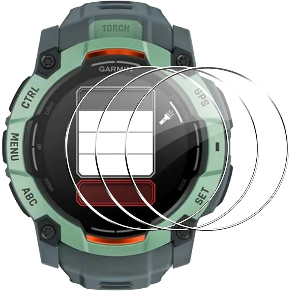 3-pakning Garmin Instinct 3 Solar 50 mm skjermbeskytter i herdet glass HD Clear Watch Screen Film