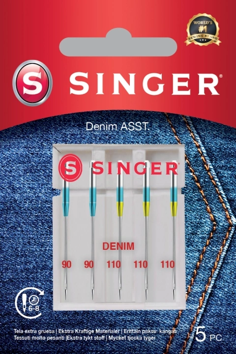 Singer jeansnål i størrelse 90/110, 5 stk