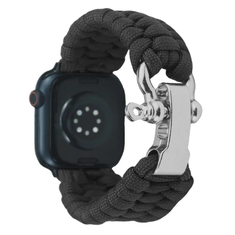 Apple Watch 49 mm / 45 mm / 44 mm / 42 mm flettet nylonarmbånd - Svart