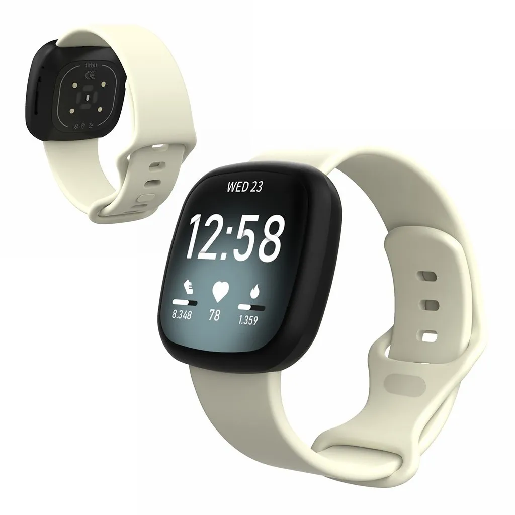 Fitbit Versa 3 / Sense silikonarmbånd - Beige Størrelse: S
