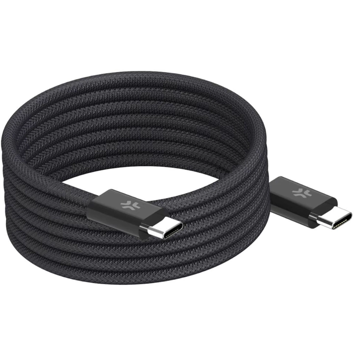 USB-C magnetisk flettet kabel, 60W, 2m, svart