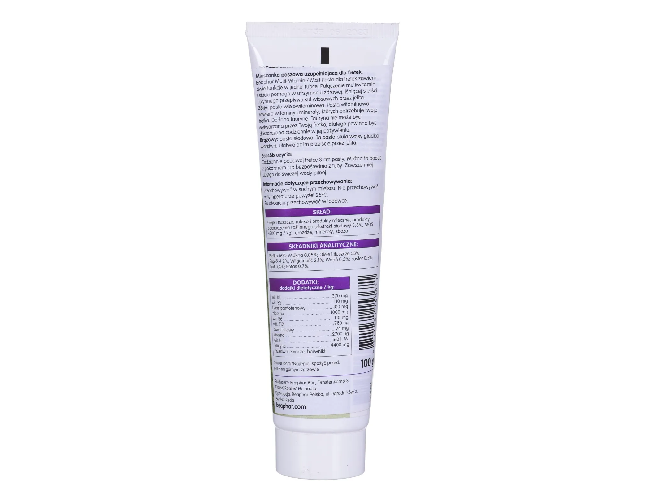 Beaphar Multi-Vitamin Malt Paste, Ilder, Krem (substans), Pels og hud, Vitamin B1, Vitamin B12, Vitamin B2, Vitamin B6, Vitamin B9 (folic acid), Vi...