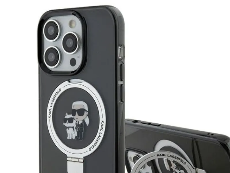Karl Lagerfeld KLHMP15LHMRSKCK iPhone 15 Pro 6.1" black/black hardcase Ring Stand Karl&Choupette MagSafe
