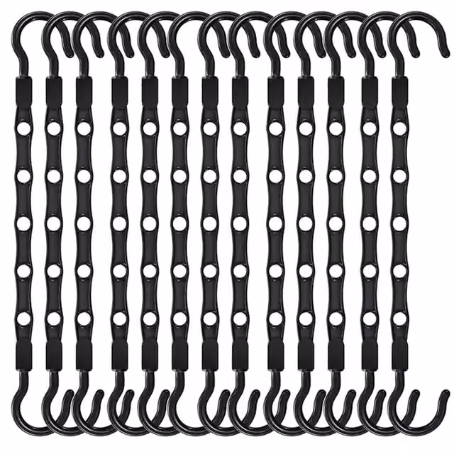 Plassbesparende Roterbare Sammenleggbare Kleshengere - 12 Pakning, Plasthengere med Flere Hull Black