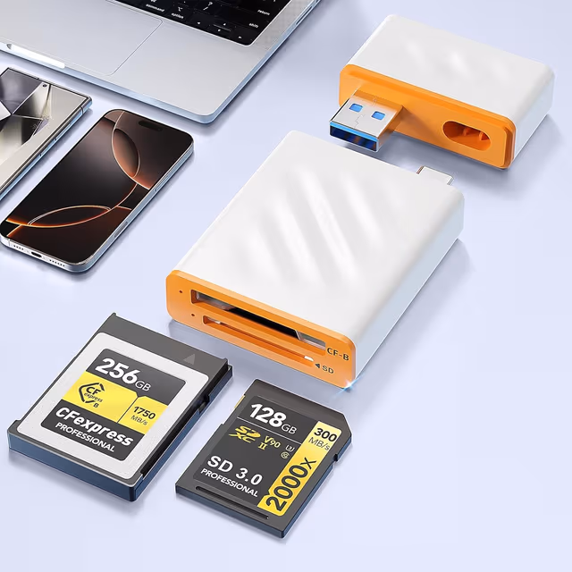 NÖRDIC USB-A, USB-C 3.0 Kortleser 2 Slot CFexpress Type B, SD3.0 UHS-I