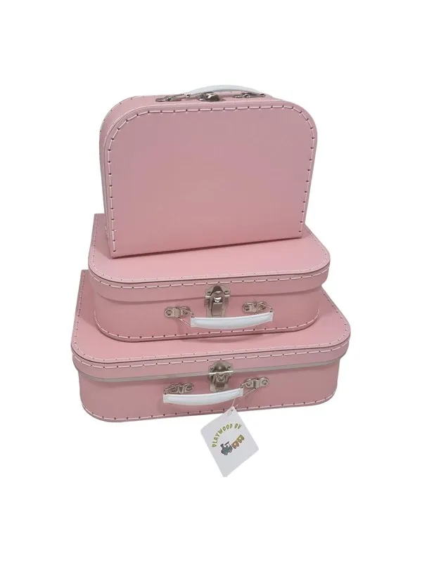 Playwood Cardboard Suitcase Set Pink 3 pcs.