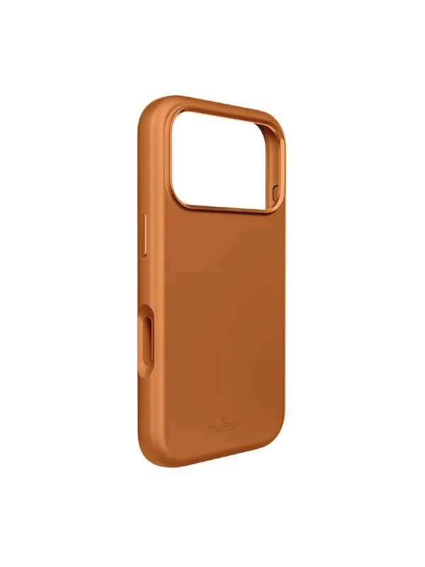 Puro Icon Mag Pro Liquid Silicone Case for iPhone 17 Pro Max MagSafe Compatible with Camera Protection and Aluminum Buttons - Orange