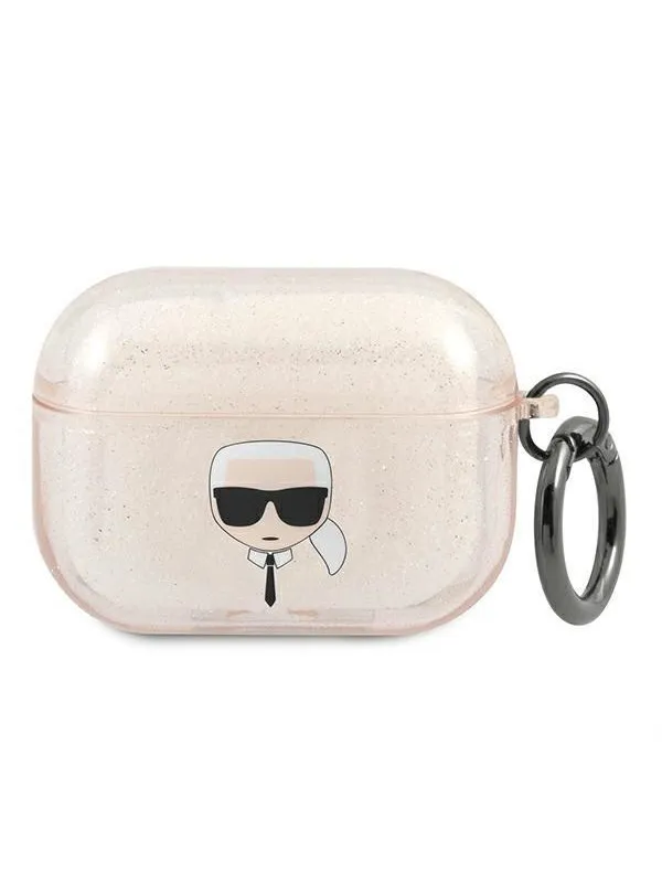 Karl Lagerfeld Glitter Karl's Head Case for AirPods Pro - Gold