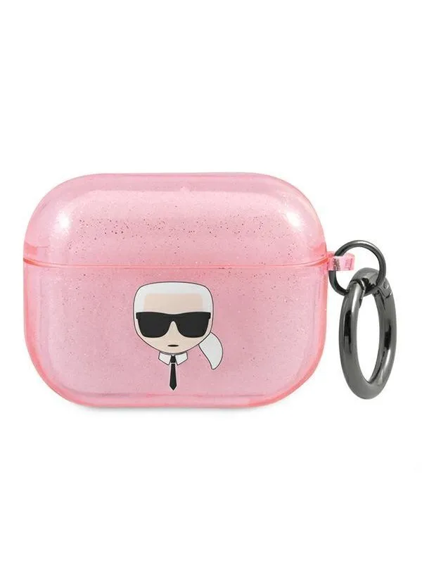 Karl Lagerfeld Glitter Karl's Head Case for AirPods Pro - Pink
