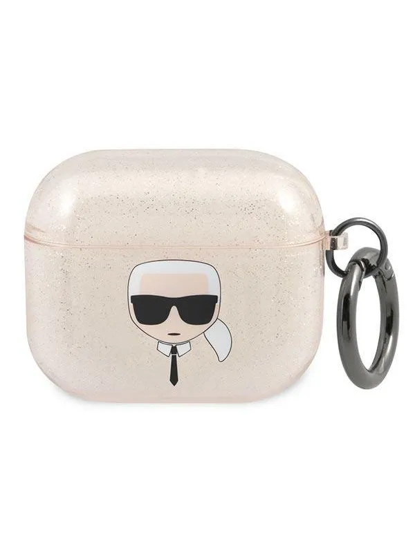 Karl Lagerfeld Glitter Karl's Head Case for AirPods 3 - Gold