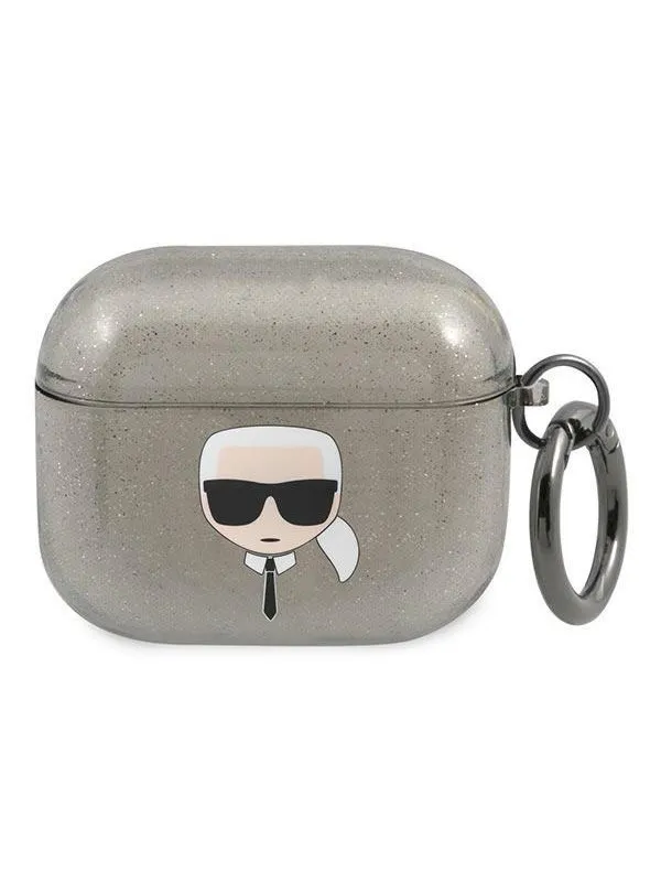 Karl Lagerfeld Glitter Karl's Head Case for AirPods 3 - Black