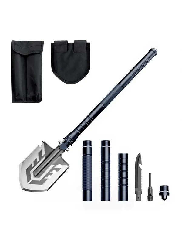 Wozinsky WSS-211 overlevelses bushcraft spade multifunksjonell 21 i 1 - grå