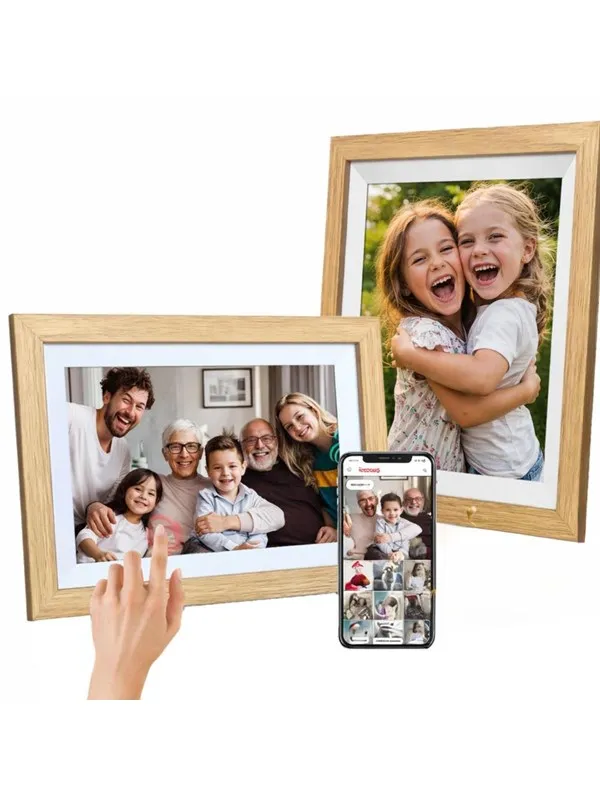 Wozinsky WRC-32 10.1" digital fotoramme med Frameo 32GB app - lysebrun