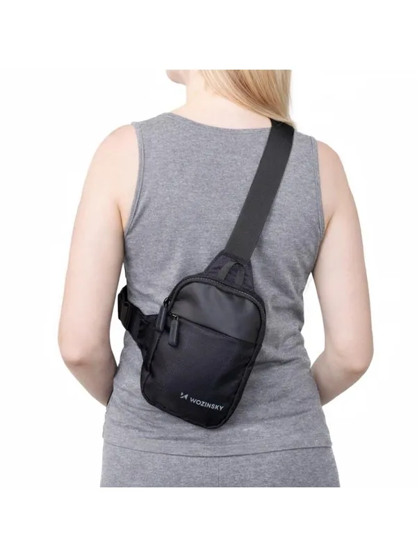 Wozinsky WMS-W1 Unisex mini skulderveske vanntett med to rom for telefon - Svart