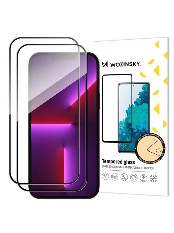 Wozinsky 2 stk. herdet glass i fullskjerm med ramme Case Friendly  Full Glue iPhone 15 Pro - svart