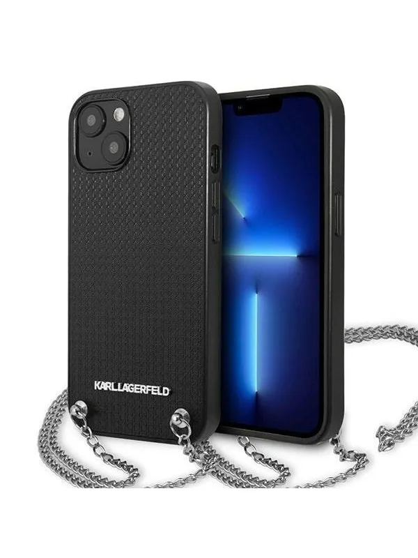 Karl Lagerfeld KLHCP13SPMK iPhone 13 mini 5.4 "hardcase black / black Leather Textured and Chain