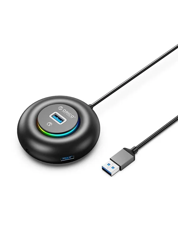 ORICO YXR4-U3 RGB USB Hub 4-Port USB-A 3.0 with Audio/Microphone Port 1.8m - Black USB-hub - USB 3.0 - 4 porter - Svart