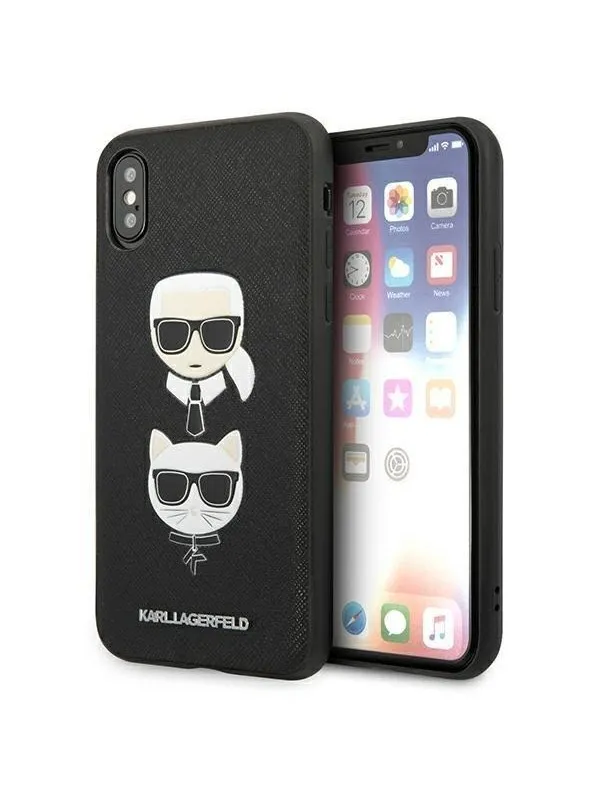 Karl Lagerfeld Saffiano Karl&Choupette Head case for iPhone X/XS - black