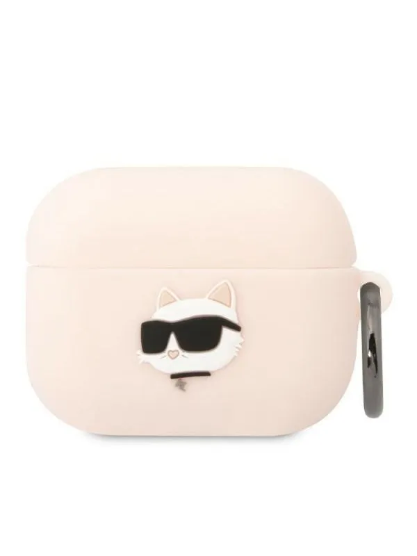 Karl Lagerfeld KLAPRUNCHP AirPods Pro cover pink/pink Silicone Choupette Head 3D
