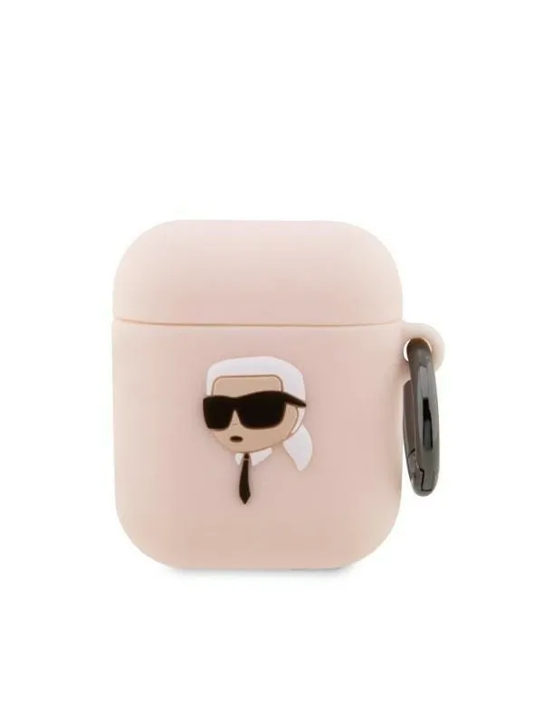 Karl Lagerfeld KLA2RUNIKP AirPods 1/2 cover pink/pink Silicone Karl Head 3D