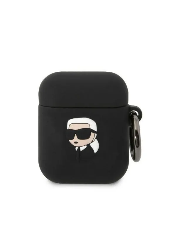 Karl Lagerfeld KLA2RUNIKK AirPods 1/2 cover black/black Silicone Karl Head 3D