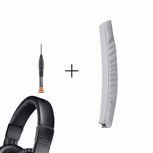 Proteinskinn hodebåndspute kompatibelt med Audio-Technica ATH M50-serien — minneskumpute med skrujern inkludert Hvit