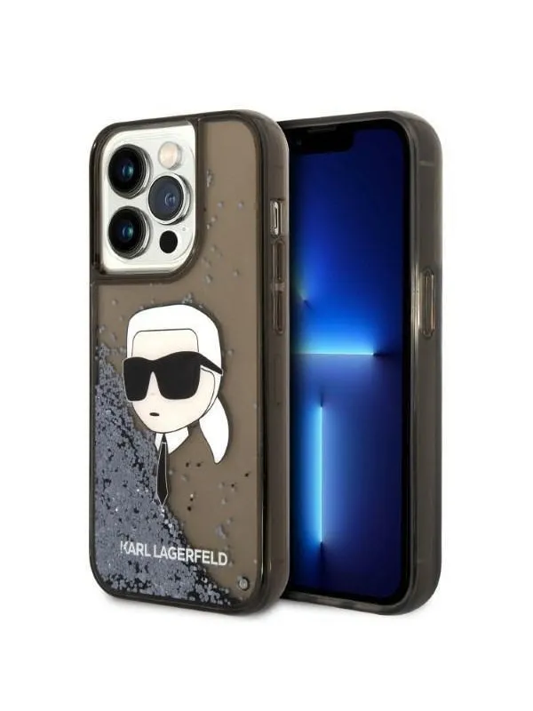 Karl Lagerfeld Glitter Karl's Head case for iPhone 14 Pro Max - black