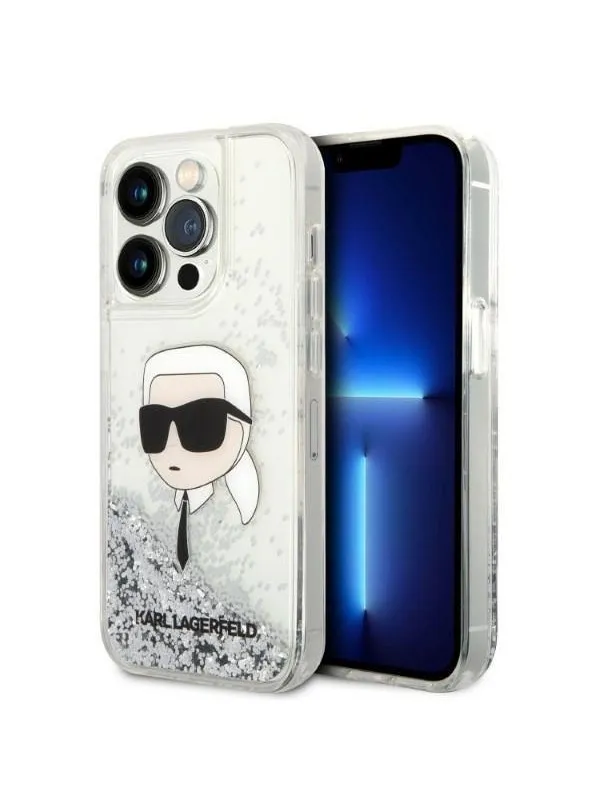Karl Lagerfeld KLHCP14LLNKHCH iPhone 14 Pro 6.1" silver/silver hardcase Glitter Karl Head