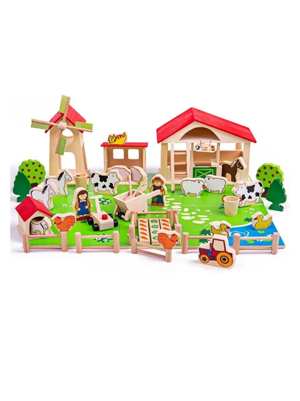 Bigjigs Wooden Play Farm with Accessories 48 ​​pcs.