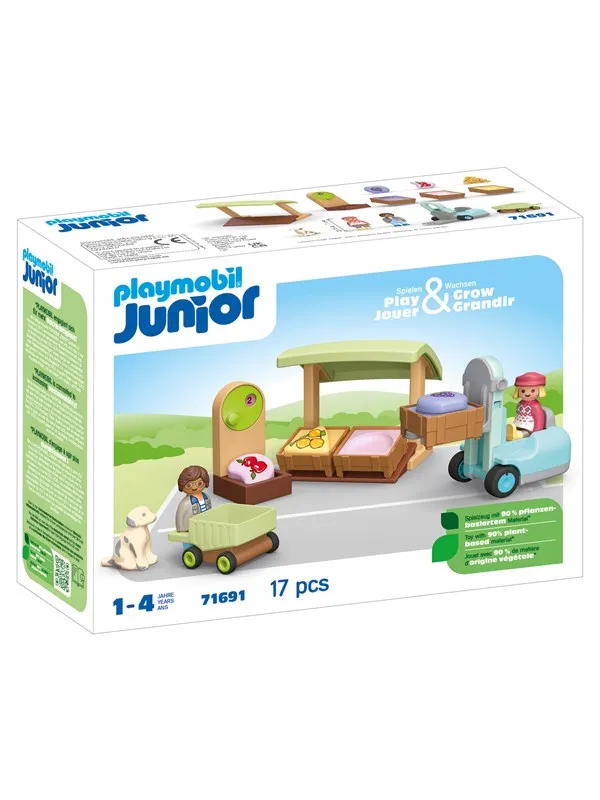 Playmobil 1.2.3 - Junior: Organic Market Stall & Forklift